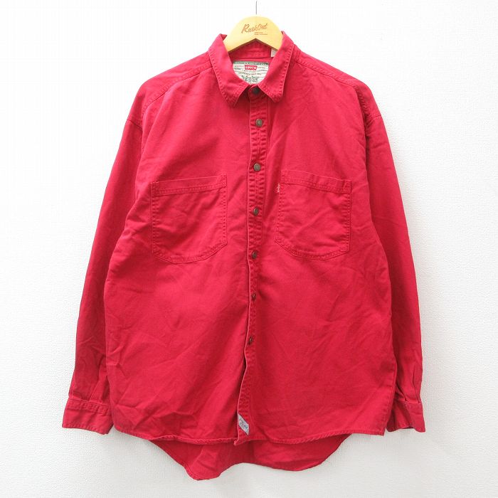 XL★古着 リーバイス Levis 長袖 ブランド シャツ メンズ 00年代 00s 大きいサイズ コットン 赤 レッド デニム 24nov25 中古 トップス