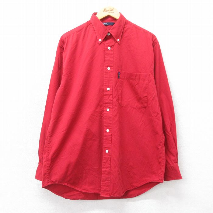 【50%OFF】XL★古着 ノーティカ NAUTICA 長袖 ブランド シャツ メンズ 90年代 90s コットン ボタンダウン 赤 レッド 24dec02 中古 トップス