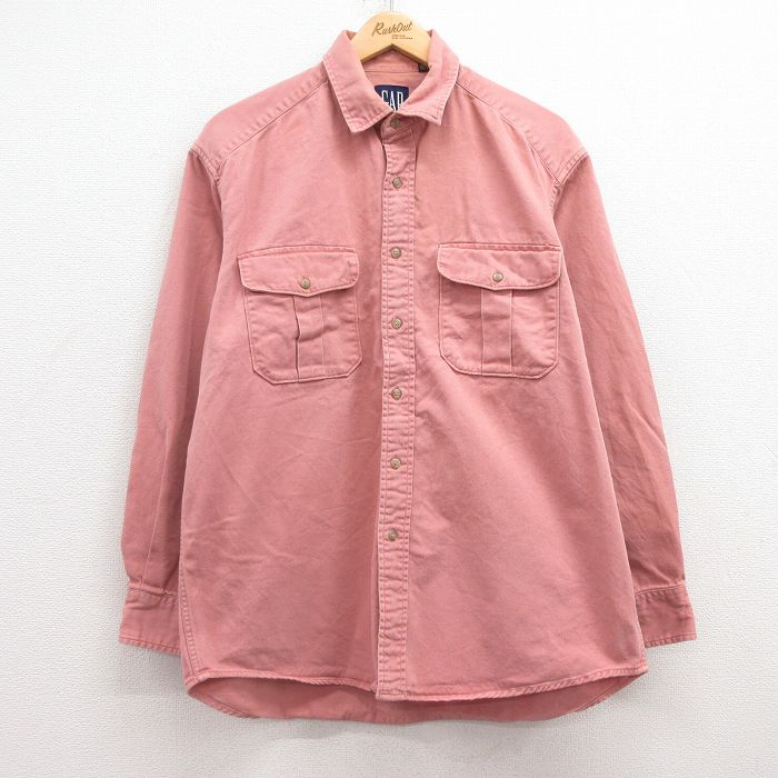 L★古着 ギャップ GAP 長袖 ブランド シャツ メンズ 90年代 90s コットン ピンク デニム 【spe】 25feb18 中古 トップス
