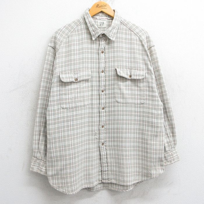L★古着 ギャップ GAP 長袖 ブランド シャツ メンズ 00年代 00s 緑系他 グリーン チェック 25feb18 中古 トップス