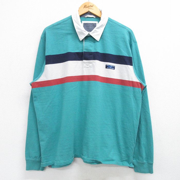 XL★古着 エルエルビーン LLBEAN 長袖 ブランド ラガー シャツ メンズ コットン 青緑他 25feb19 中古 トップス