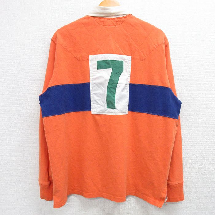 XL★古着 ラルフローレン Ralph Lauren 長袖 ブランド ラガー シャツ メンズ 7 コットン オレンジ他 【spe】 25feb19 中古 トップス