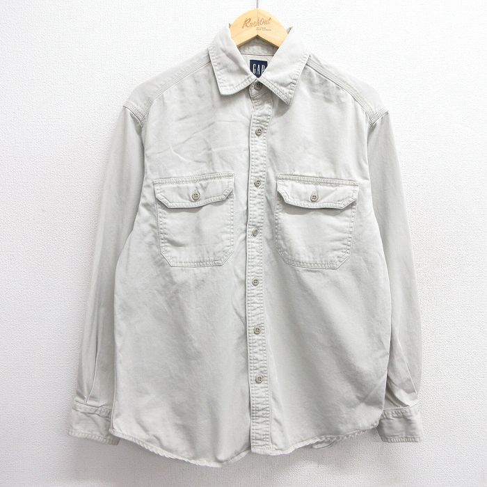 L★古着 ギャップ GAP 長袖 ブランド シャツ メンズ 00年代 00s コットン グレー系 25feb20 中古 トップス