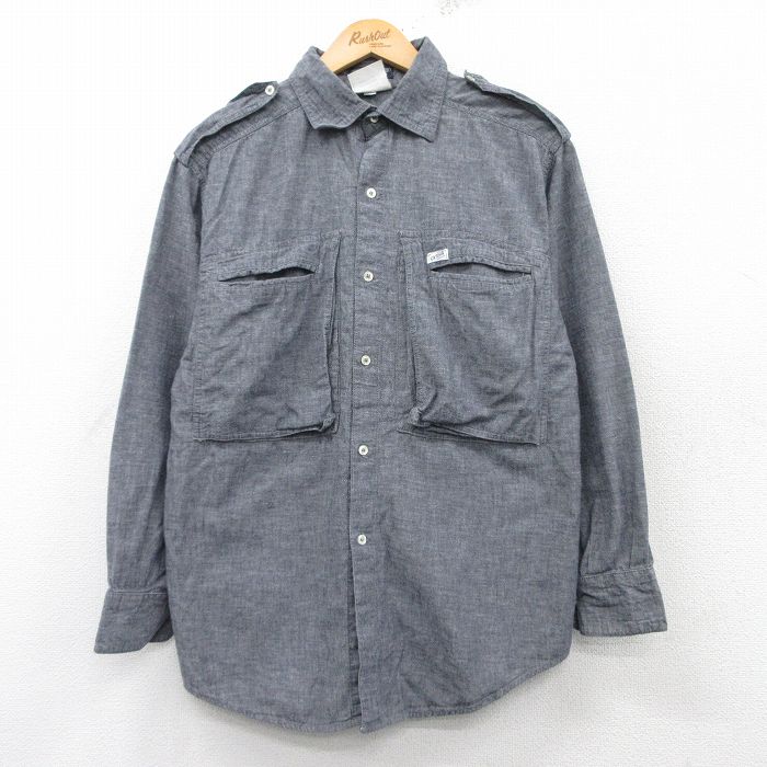 L★古着 ゲス GUESS 長袖 ブランド シャツ メンズ コットン グレー 25feb20 中古 トップス