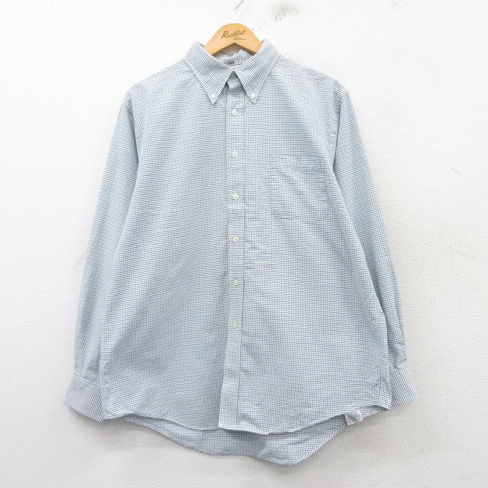 XL★古着 ランズエンド 長袖 ブランド シャツ メンズ 00年代 00s コットン ボタンダウン 青他 ブルー チェック 25feb20 中古 トップス