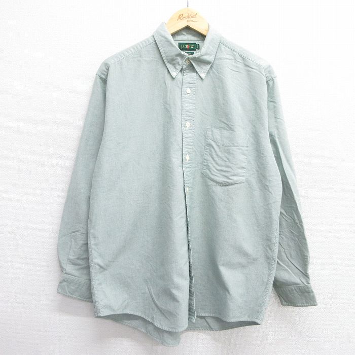 XL★古着 ジェイクルー J.CREW 長袖 ブランド シャツ メンズ 90年代 90s コットン ボタンダウン オックスフォード 緑系 グリーン 25feb22 中古 トップス