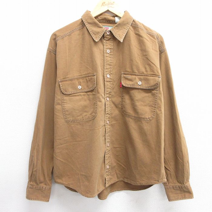 XL★古着 リーバイス Levis 長袖 ブランド シャツ メンズ 00年代 00s 大きいサイズ コットン 茶 ブラウン 25feb22 中古 トップス
