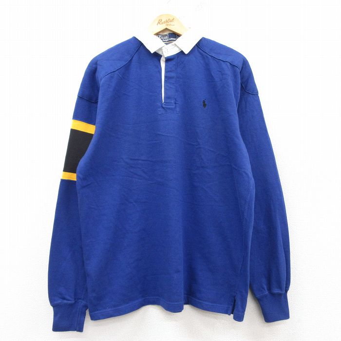 L★古着 ラルフローレン Ralph Lauren 長袖 ブランド ラガー シャツ メンズ 90年代 90s ワンポイントロゴ コットン 紺他 ネイビー 25feb25 中古 トップス