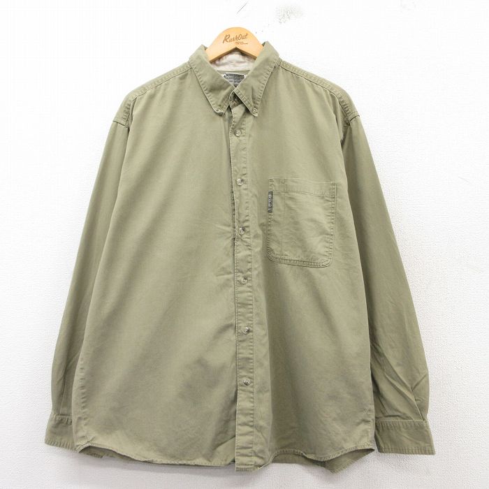 XL★古着 コロンビア COLUMBIA 長袖 ブランド シャツ メンズ 00年代 00s 大きいサイズ コットン ボタンダウン 緑系 グリーン 25feb25 中古 トップス