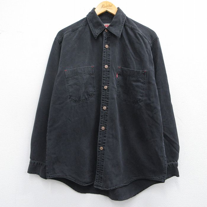 L★古着 リーバイス Levis 長袖 ブランド シャツ メンズ 00年代 00s コットン 黒 ブラック デニム 25feb27 中古 トップス