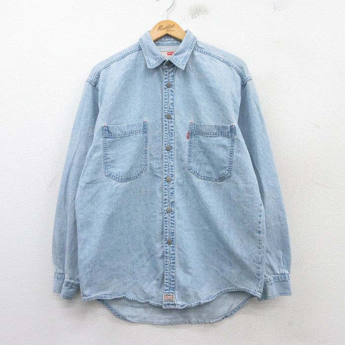 L★古着 リーバイス Levis 長袖 ブランド シャツ メンズ 00年代 00s コットン 紺 ネイビー デニム 25mar04 中古 トップス