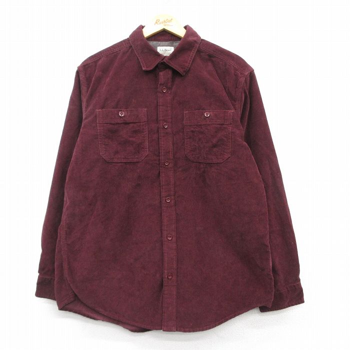 L★古着 エルエルビーン LLBEAN 長袖 ブランド シャツ メンズ 00年代 00s コーデュロイ コットン エンジ 25mar06 中古 トップス