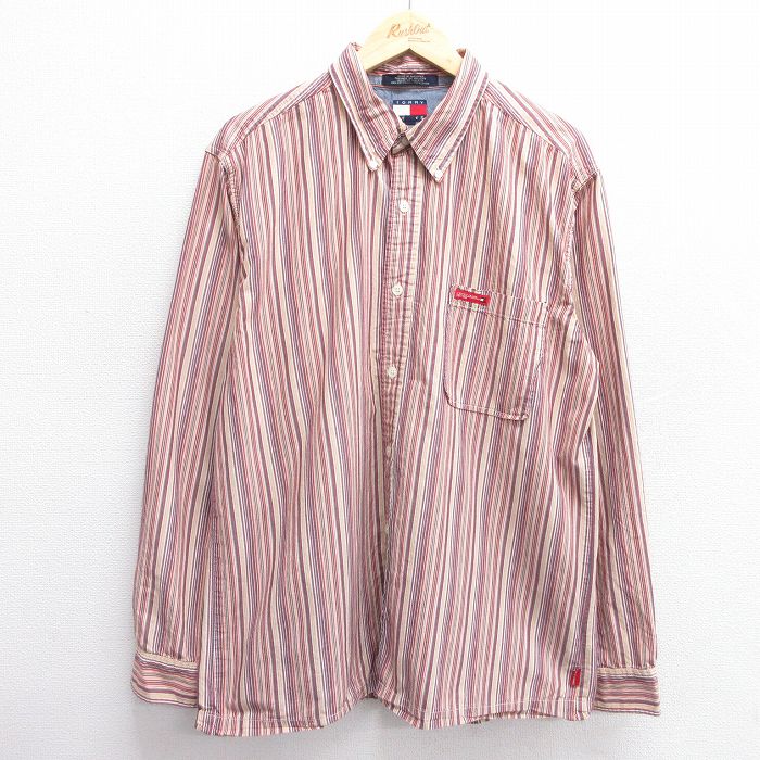 トミーヒルフィガー 90s 長袖シャツ ワンポイントロゴ カーキ XL | 古着