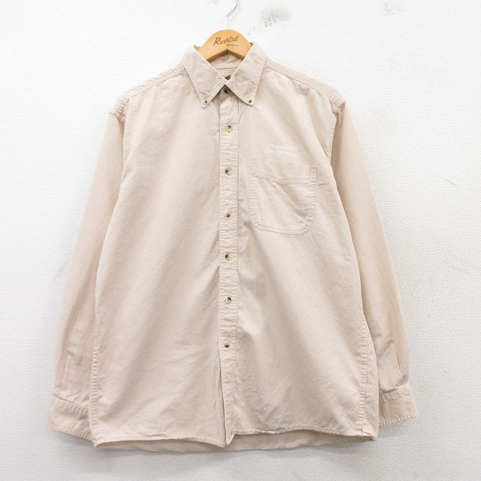 【50%OFF】L★古着 エルエルビーン LLBEAN 長袖 ブランド シャツ メンズ 00年代 00s Hudson コットン ボタンダウン 薄ベージュ カーキ 25mar08 中古 トップス