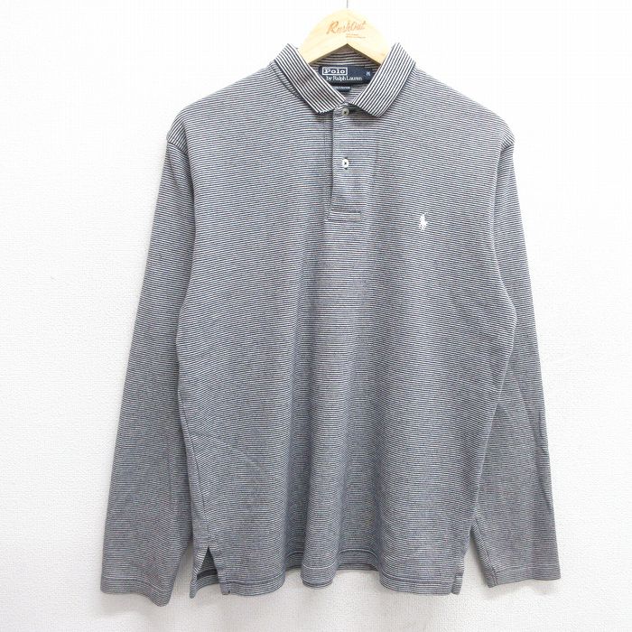 M★古着 ラルフローレン Ralph Lauren 長袖 ブランド ポロ シャツ メンズ 90年代 90s ワンポイントロゴ コットン 黒他 ブラック 25mar10 中古 トップス