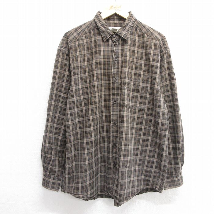 XL★古着 バナナリパブリック BANANA REPUBLIC 長袖 ブランド シャツ メンズ 00年代 00s 大きいサイズ コットン 黒他 ブラック チェック 25mar10 中古 トップス