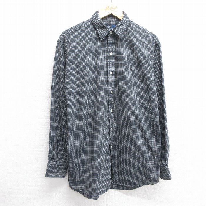 L★古着 ラルフローレン Ralph Lauren 長袖 ブランド シャツ メンズ 90年代 90s LOWELL SPORT コットン 黒他 ブラック チェック 【spe】 25mar11 中古 トップス