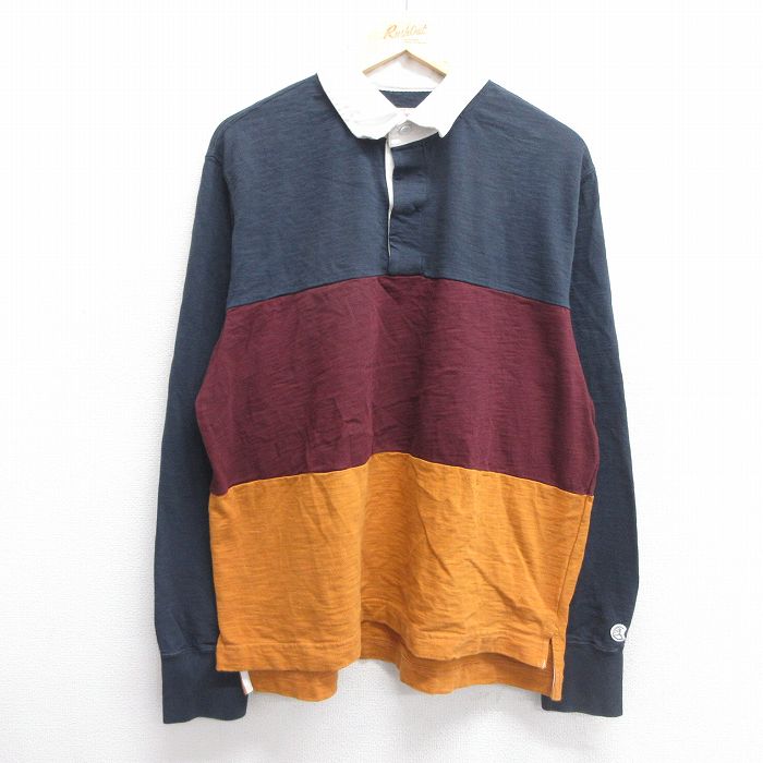 XL★古着 チャンピオン Champion 長袖 ブランド ラガー シャツ メンズ ランタグ コットン カナダ製 紺他 ネイビー 25mar13 中古 トップス