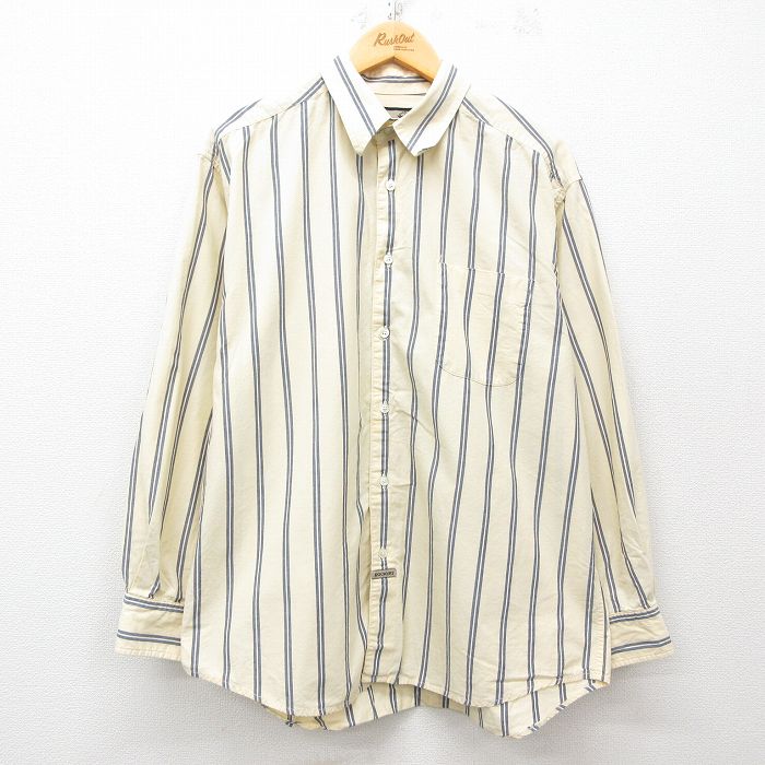 XL★古着 ドッカーズ 長袖 ブランド シャツ メンズ コットン 黄他 イエロー ストライプ 25mar15 中古 トップス