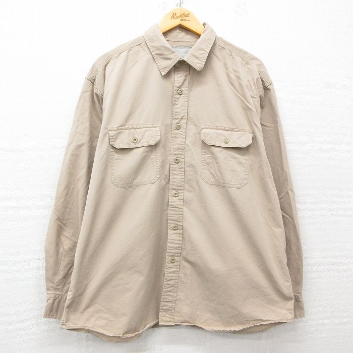 【50%OFF】XL★古着 アメリカンイーグル American Eagle 長袖 ブランド シャツ メンズ コットン ベージュ カーキ 25mar15 中古 トップス