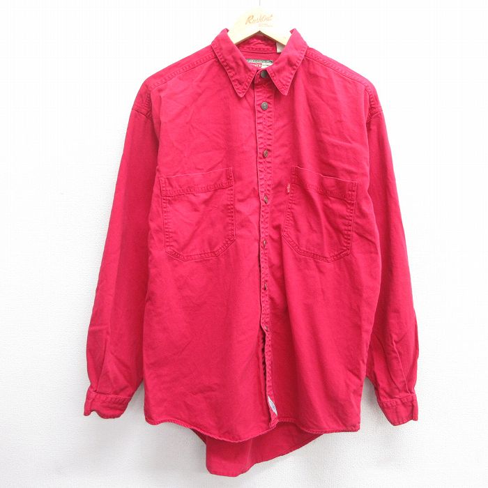 【50%OFF】L★古着 リーバイス Levis 長袖 ブランド シャツ メンズ 00年代 00s コットン 赤 レッド 25mar19 中古 トップス