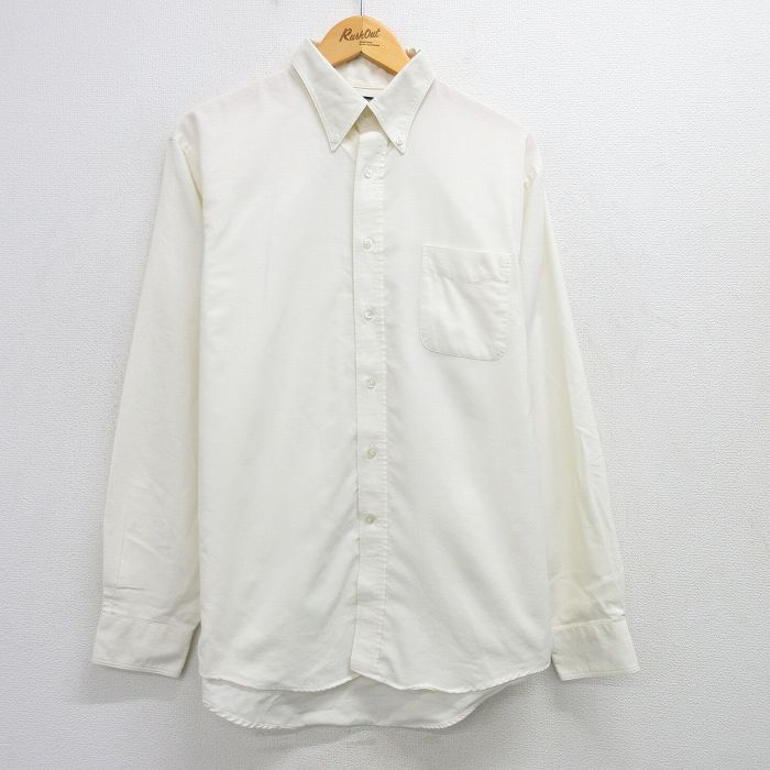 【50%OFF】L★古着 ランズエンド 長袖 ブランド シャツ メンズ 00年代 00s ボタンダウン 生成り 25mar21 中古 トップス