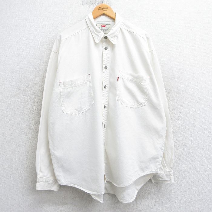 XL★古着 リーバイス Levis 長袖 ブランド シャツ メンズ 00年代 00s 大きいサイズ コットン 白 ホワイト 25mar24 中古 トップス