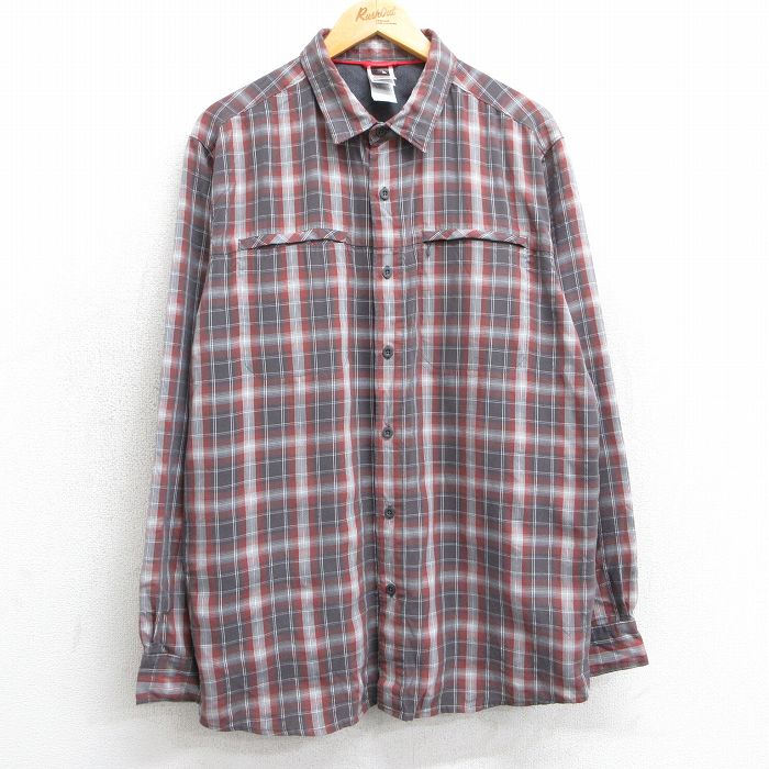 L★古着 ノースフェイス THE NORTH FACE 長袖 ブランド シャツ メンズ グレー他 チェック 25mar24 中古 トップス