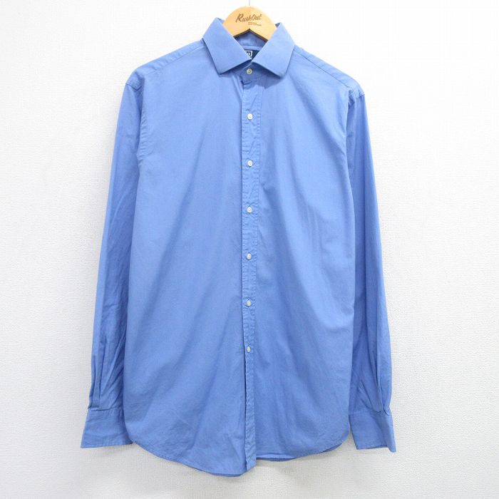 XL★古着 ラルフローレン Ralph Lauren 長袖 ブランド シャツ メンズ 90年代 90s REGENT ロング丈 コットン 薄紺 ネイビー 25mar25 中古 トップス