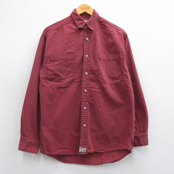 L★古着 リーバイス Levis 長袖 ブランド シャツ メンズ 00年代 00s コットン エンジ デニム 25mar26 中古 トップス