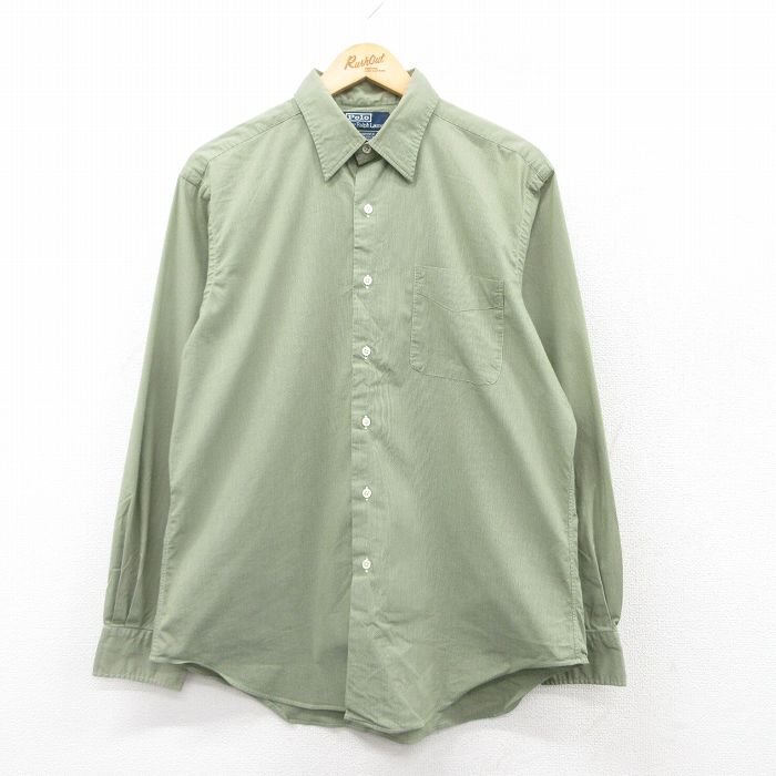 【50%OFF】XL★古着 ラルフローレン Ralph Lauren 長袖 ブランド シャツ メンズ 90年代 90s WARWICK 緑他 グリーン 25mar29 中古 トップス