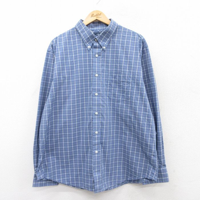 【50%OFF】XL★古着 ドッカーズ 長袖 ブランド シャツ メンズ 大きいサイズ ボタンダウン 薄紺他 ネイビー チェック 25mar29 中古 トップス