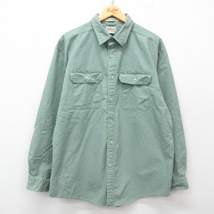 XL★古着 エルエルビーン LLBEAN 長袖 ブランド シャツ メンズ 00年代 00s コットン 緑 グリーン 25mar31 中古 トップス
