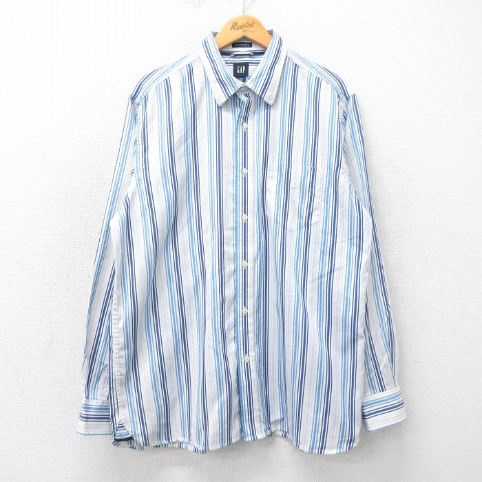 L★古着 ギャップ GAP 長袖 ブランド シャツ メンズ 00年代 00s コットン 白他 ホワイト ストライプ 25apr02 中古 トップス