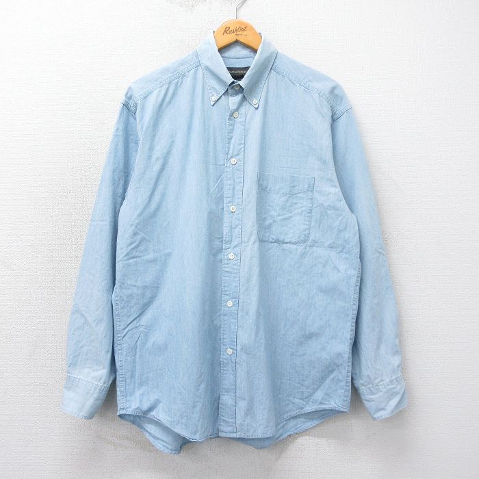 L★古着 バナナリパブリック BANANA REPUBLIC 長袖 ブランド シャツ メンズ コットン 薄紺 ネイビー 25apr02 中古 トップス