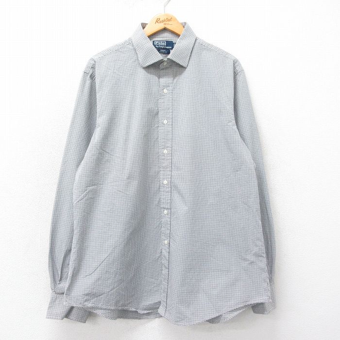 XL★古着 ラルフローレン Ralph Lauren 長袖 ブランド シャツ メンズ 90年代 90s REGENT 大きいサイズ コットン 黒他 ブラック チェック 25apr02 中古 トップス