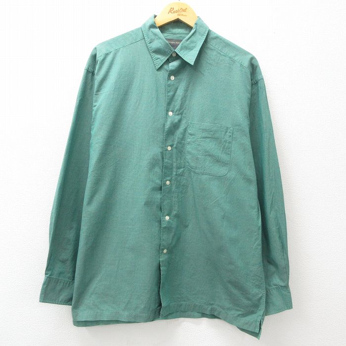 XL★古着 バナナリパブリック BANANA REPUBLIC 長袖 ブランド シャツ メンズ コットン 緑他 グリーン 25apr09 中古 トップス