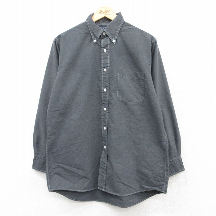 【20%OFF】L★古着 ランズエンド 長袖 ブランド シャツ メンズ 90年代 90s ボタンダウン グレー 霜降り 25apr10 中古 トップス
