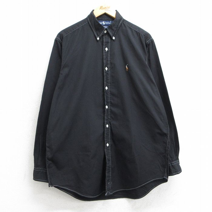 ラルフローレン 90s 長袖シャツ ワンポイントロゴ ブラック XL | 古着