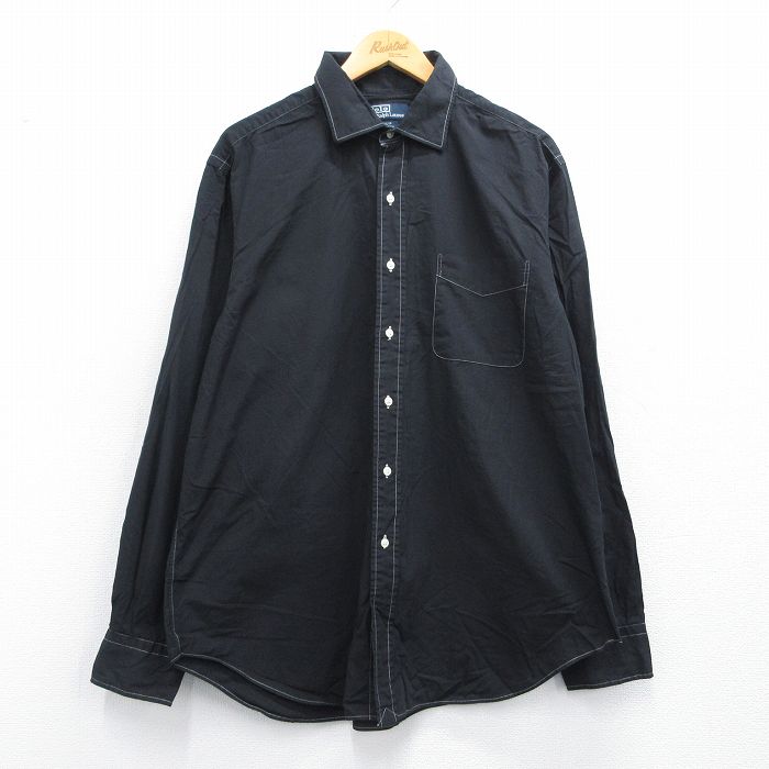 【20%OFF】XL★古着 ラルフローレン Ralph Lauren 長袖 ブランド シャツ メンズ 90年代 90s PHILIP 大きいサイズ コットン 黒 ブラック 25apr18 中古 トップス