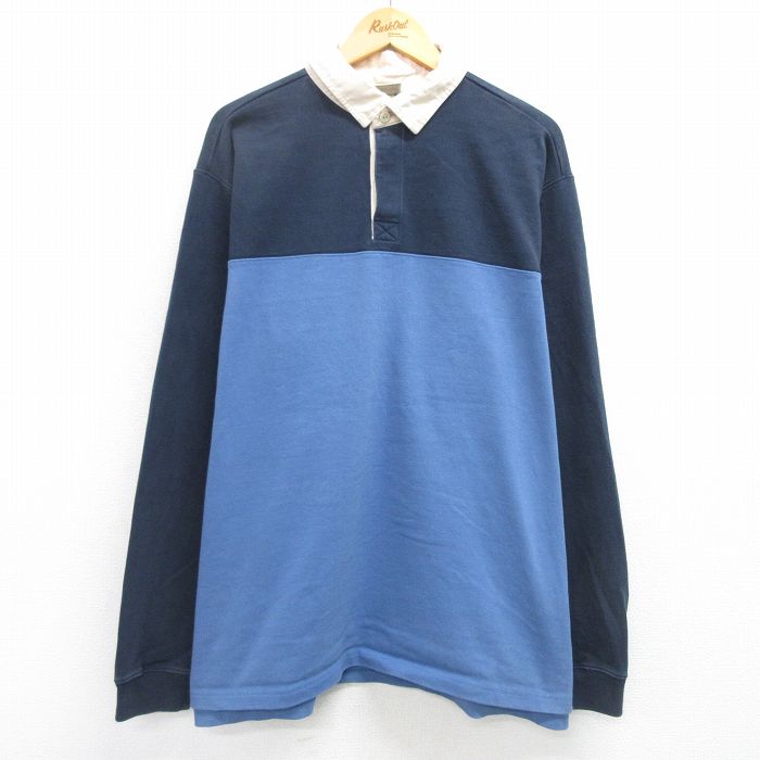 XL★古着 エルエルビーン LLBEAN 長袖 ブランド ラガー シャツ メンズ 00年代 00s ツートンカラー 大きいサイズ コットン 紺他 ネイビー 25apr26 中古 トップス