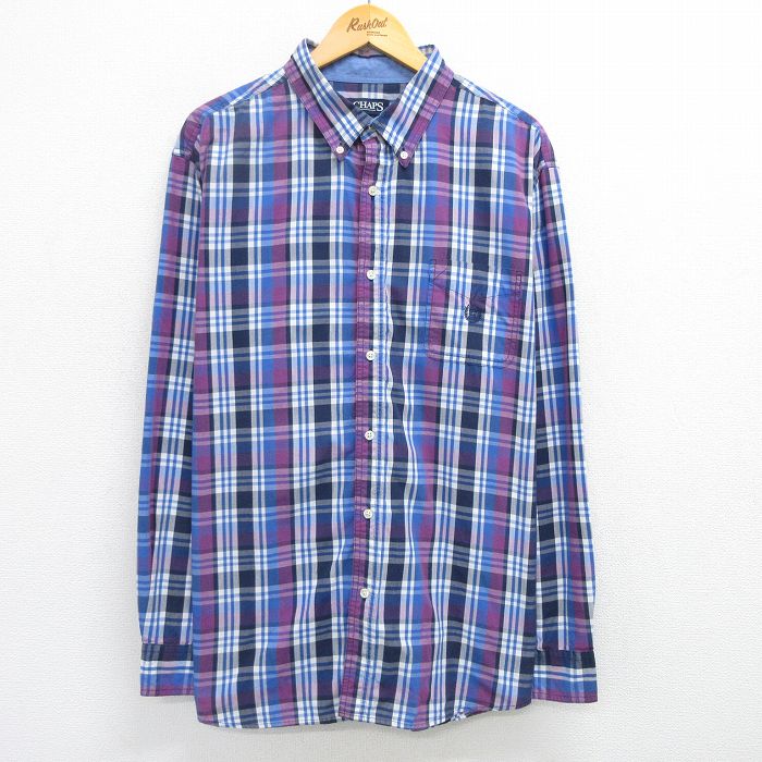 チャップス 長袖シャツ パープルチェック XL | 古着