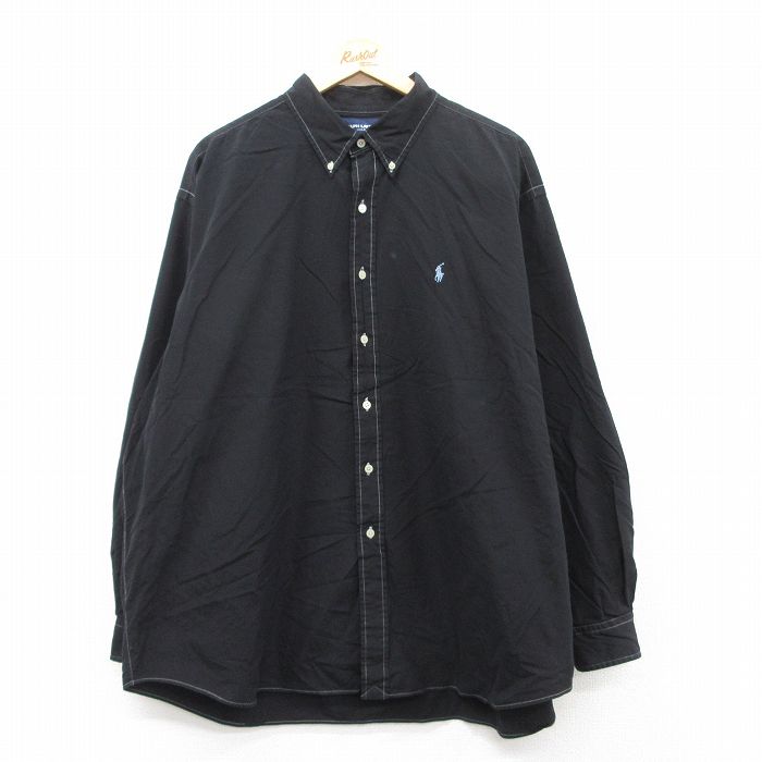 ラルフローレン 90s 長袖シャツ ワンポイントロゴ ブラック XL | 古着