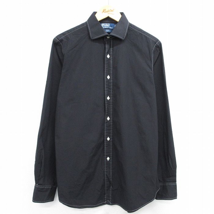 XL★古着 長袖 ブランド シャツ メンズ 90年代 90s REGENT コットン 黒 ブラック 25may14 中古 トップス