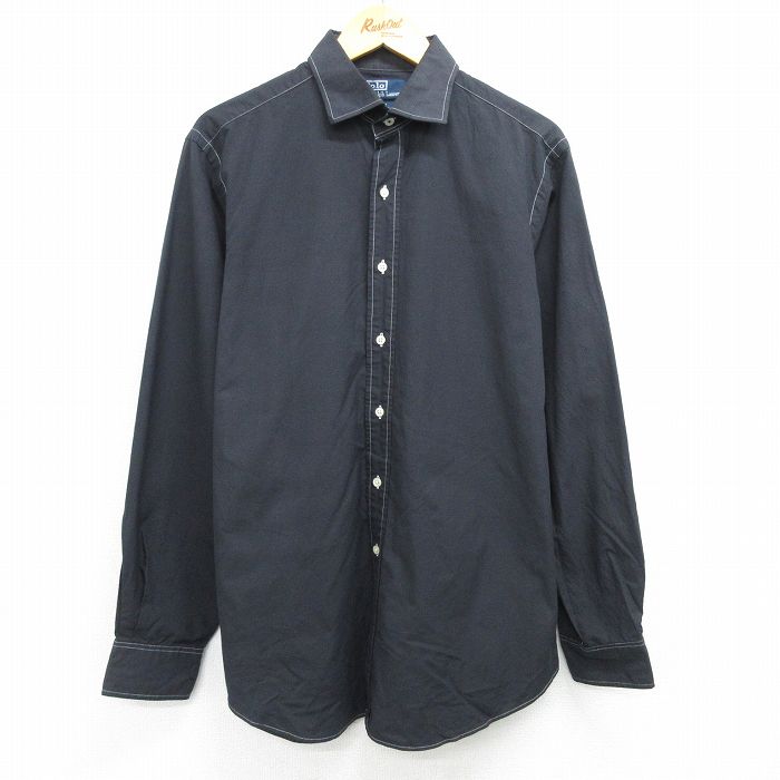 【50%OFF】XL★古着 長袖 ブランド シャツ メンズ 90年代 90s REGENT ロング丈 コットン 黒他 ブラック チェック 25may14 中古 トップス