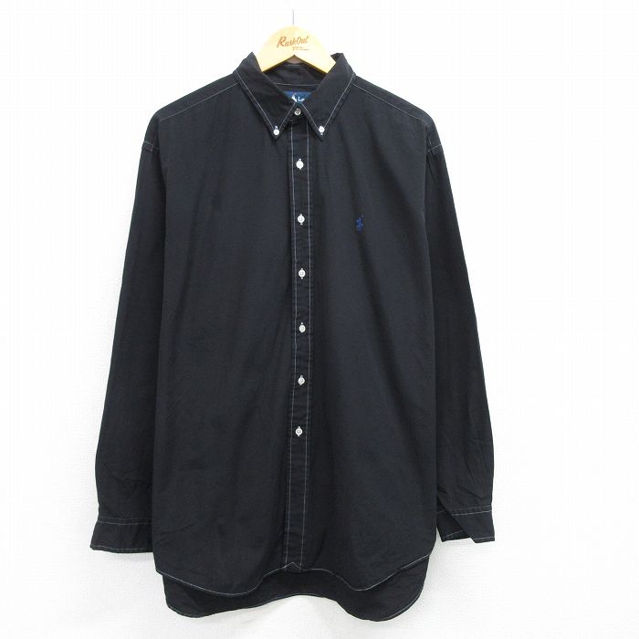90s シャツ ワンポイントロゴ ブラック XL | 古着