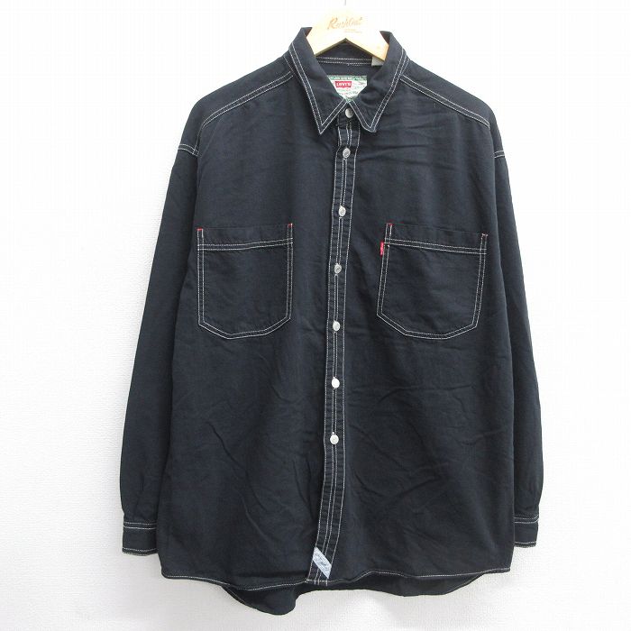 XL★古着 リーバイス Levis 長袖 ブランド シャツ メンズ 00年代 00s 大きいサイズ コットン 黒 ブラック 25may17 中古 トップス