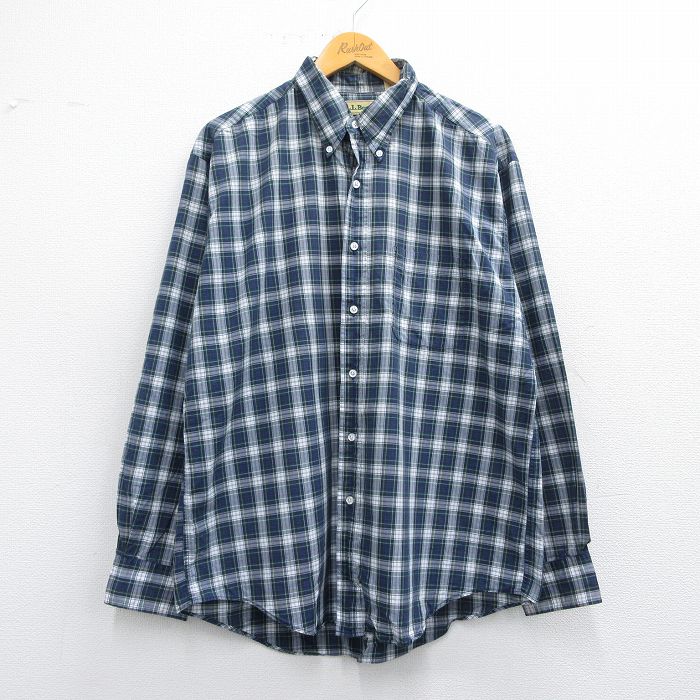 エルエルビーン 80s 長袖シャツ ネイビーチェック XL | 古着
