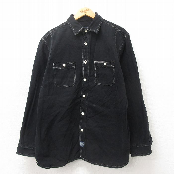L★古着 ノーティカ NAUTICA 長袖 ブランド シャツ メンズ コットン 黒 ブラック 25may20 中古 トップス