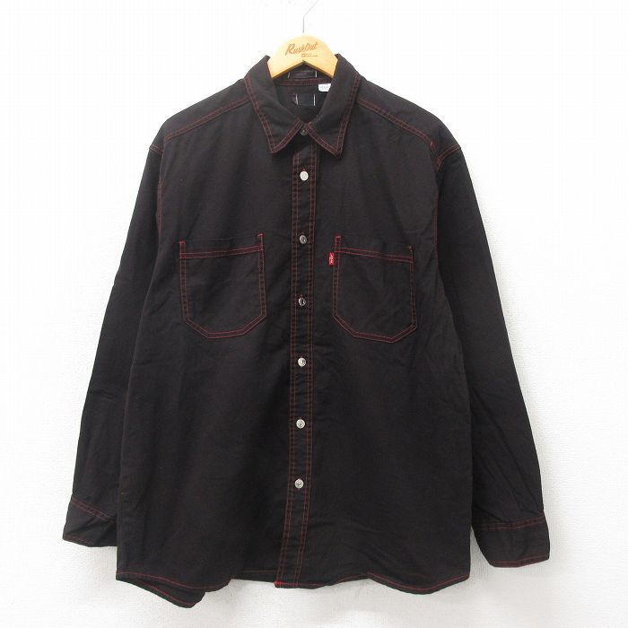 XL★古着 リーバイス Levis 長袖 ブランド シャツ メンズ コットン 黒 ブラック デニム 25may20 中古 トップス